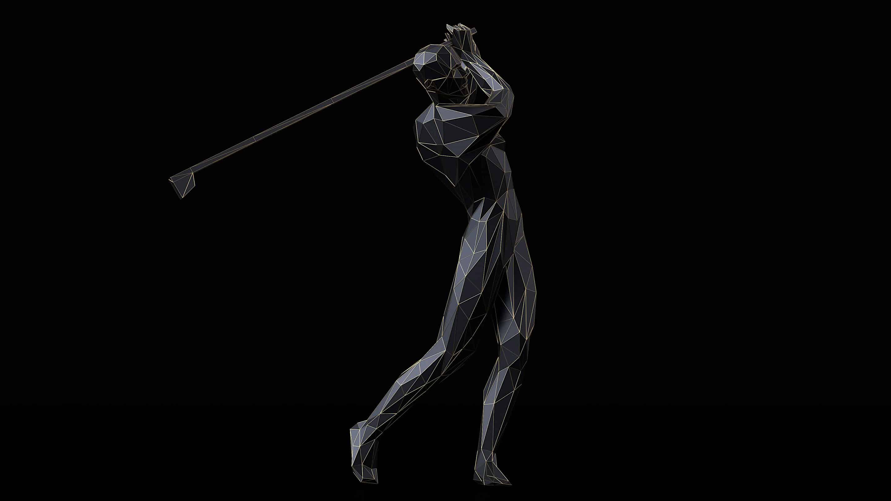 A 3D model of a golfer swinging a club, ideal for golfers in Santa Rosa looking for strength training.
